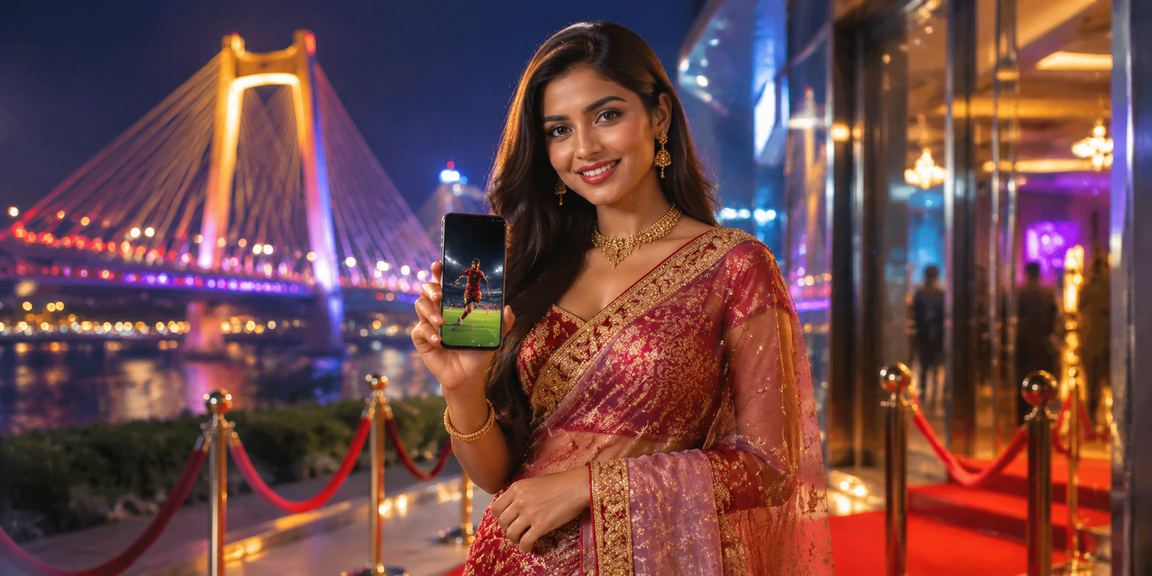 বরিশালে শাড়ি পরিহিতা একজন নারী স্টার্লিংক স্পোর্টস বেটিং উপভোগ করছেন