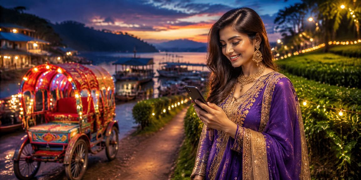 A mobile casino user at an Eid celebration in Dhaka